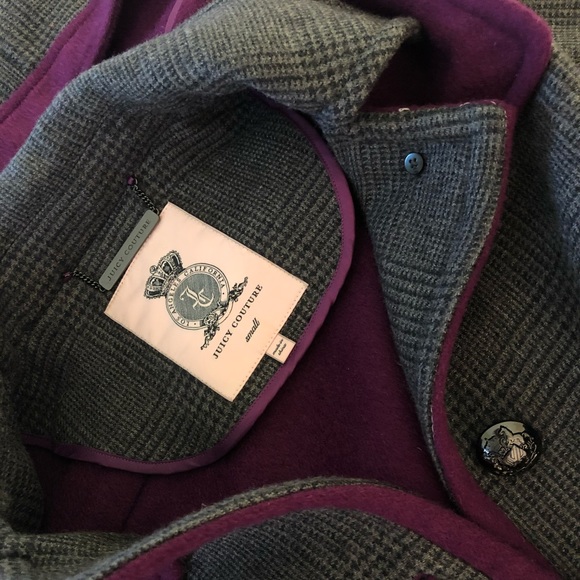 JUICY COUTURE Gray Plaid Cape Coat - Small - Picture 4 of 7